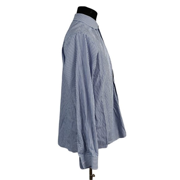 Tommy Hilfiger Men's Slim Fit Blue White Check Long Sleeve Button Front Shirt 17 - Picture 8 of 9